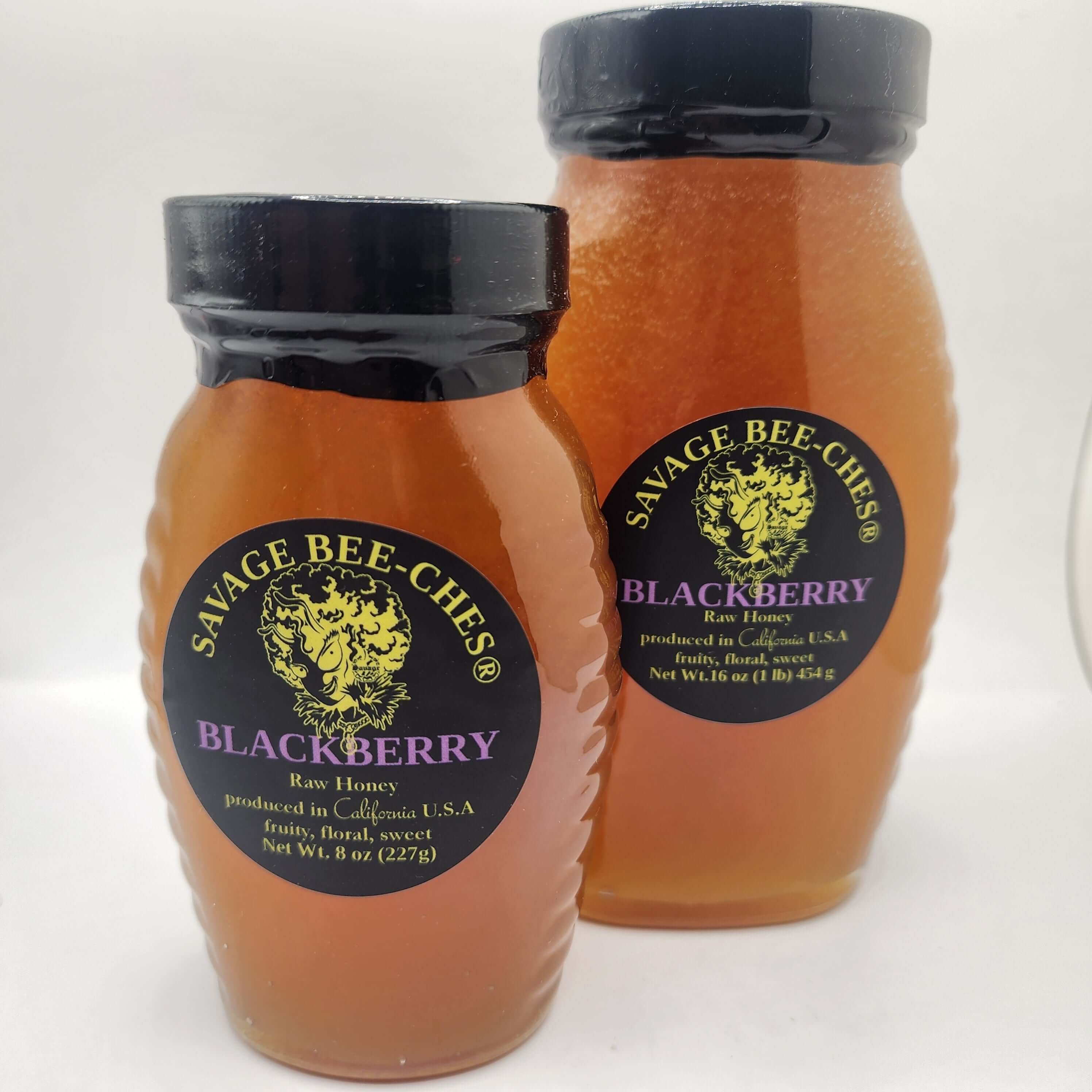 California Blackberry Honey jars showcasing sweet, fruity flavor and natural raw goodness from San Diego County.